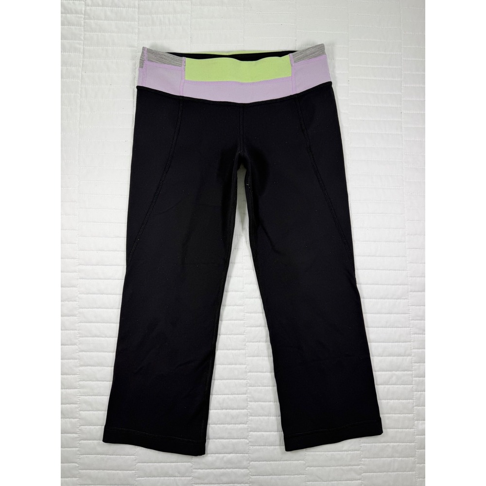 Lululemon Black Cropped Capri Low Rise Leggings Size 4 Yoga Gym Pants Y2K